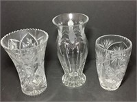 Etched and Pressed Glass Vases with