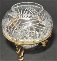 Pressed Glass Rose Bowl on Footed Stand