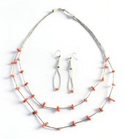 Liquid silver necklace & earrings set