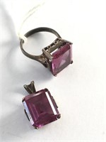 Amethyst stone ring & pendant in .925