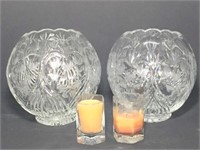 Crystal Rose Bowls, Unmarked, Lot of 2,