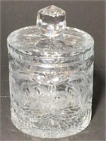 Crystal Lidded Biscuit Jar, Etched Glass 7.5"