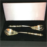 Silver Plated Salad Fork & Spoon in Box