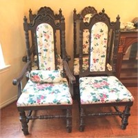Ornately Carved Dining Chair with Floral