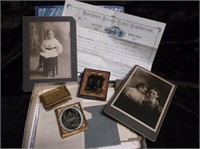 ANTIQUE GLASS PLATE, TIN TYPE, CABINET CARDS, 1888