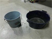 Set of two Graniteware pots