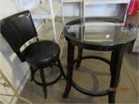1 Swivel Bar Stool and Glass Top Table