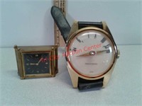 Mauthe desk clock, large wrist watch radio -