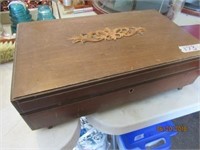 Wooden Jewelry Box with Removable Tray and Misc.