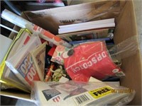 Lot of Paper, Crayons, Uno, Plastic Shoe Box,