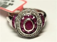 $1000 St. Silver Ruby Antique Design Ring