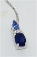H103 14KT WHITE GOLD AMETHYST TANZANITE AND