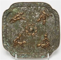 Chinese Tang-Manner Erotic Silvered Bronze Mirror