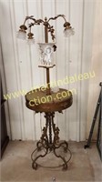 Vintage Brass Floor Lamp - Flower Base &