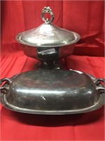LOT 2 Vintage Silver Plated Bowl Serving Dish