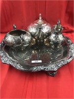 LOT 4 Set of Vintage Silver Plated Tea Dishes