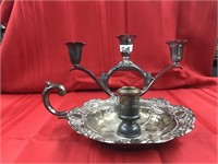 Antique Silver Plated Candle Holder