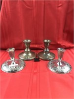 LOT 4 Silver Plate Candle Holders