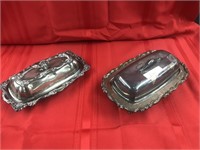 LOT 2 Silver Plated Serving Dish with Lids