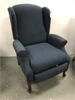 Blue upholstered recliner