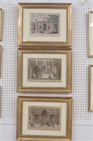 3 Early Hand-colored Italian Etchings,