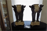Pair of Bronze & Marble Figural Lamps,