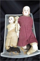 3 Victorian Bisque Head Dolls,