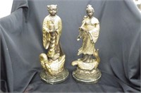 Pair of Chinese Bronze Statues of Immortals,