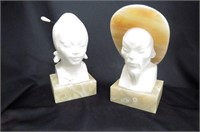 Pair of Chinese Carved Marble & Onyx Bookends,