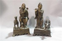 Pair of Chinese Bronze Statues of Immortals,