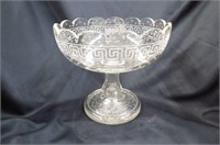 English Engraved Crystal Compote,