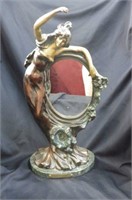 Art Nouveau Bronze Figural Vanity Mirror,