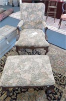 French Style Arm Chair & Footstool,