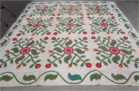Antique Handmade Quilt Top, applique floral,