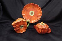 3 Royal Bayreuth Figural Porcelain Poppy Items,