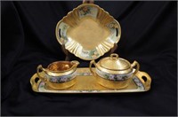 4 Gold Encrusted China Serving Items,