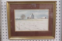 R. Thomas Watercolor of a Delaware Farmhouse.