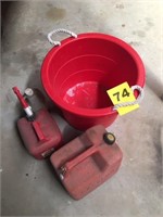 Gas Cans and Bucket
