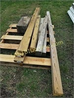 Pressure-treated lumber and an oak block