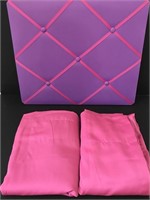 Dark Pink Black Out Curtain Panels and Memo Board