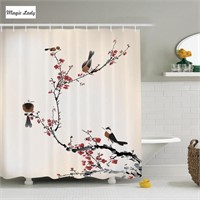 Shower Curtain Japanese Cherry Tree House