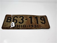 Single 1931 License Plate.