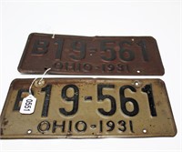 Pair of 1931 Ohio License Plaates.