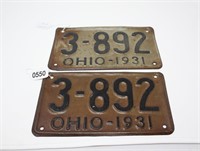 Pair of 1931 License Plates.