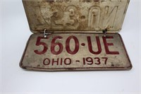 Pair of Ohio, & 2 other 1937 License Plates.