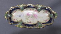 RS Prussia 9.5" Point & clover mold cobalt trimmed