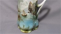 RS Prussia 12" tankard with Man in Mountain decor.
