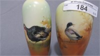 2 RS Prussia 3.5" bottle vases w/ Turkey and