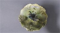 RS Prussia 5" violet mold berry bowl w/ Black Swan