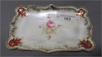 RS Prussia satin finish pin tray w/ roses decor